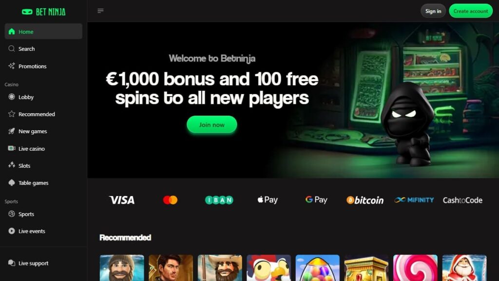 betninja online casino nederland screenshot